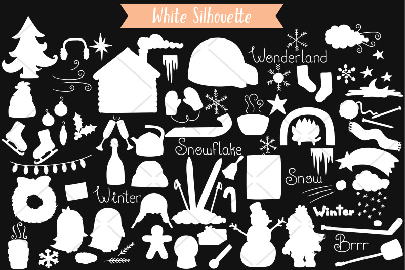 winter-season-white-doodles-mittens-igloo-snowman-penguin-sport