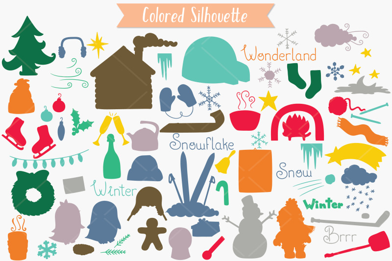 winter-season-color-doodles-mittens-igloo-snowman-penguin-sport