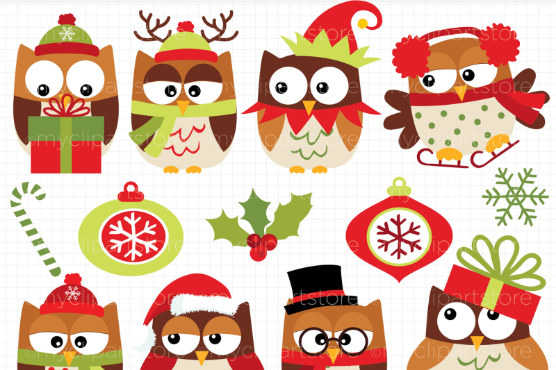 christmas-owls-brown-vector-clipart