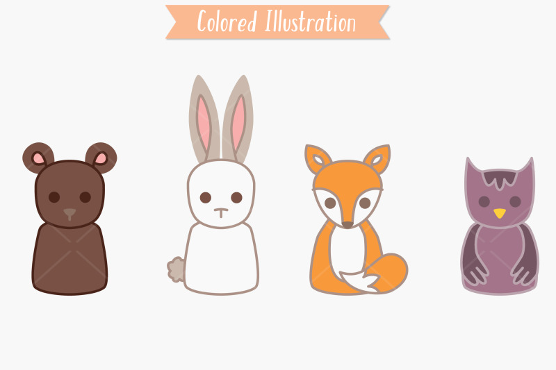 woodland-animals-colored-forest-critters-fox-bear-owl-bunny