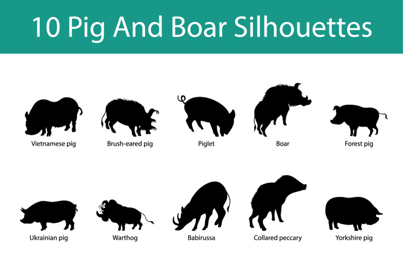 pig-and-boar-silhouette-set