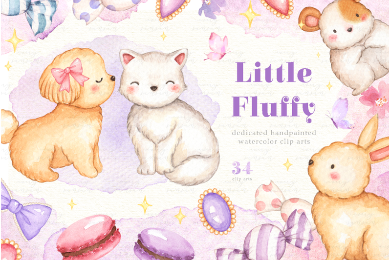 little-fluffy-watercolor-clip-arts