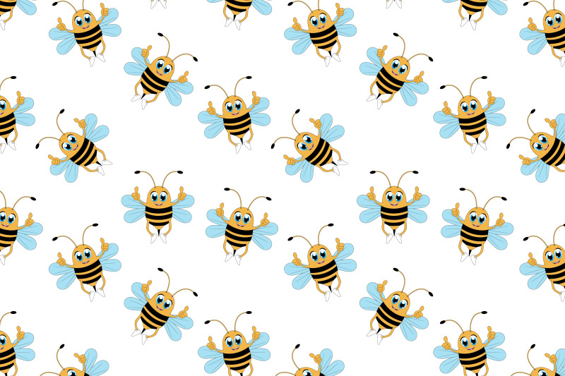 cute-bee-animal-cartoon-pattern