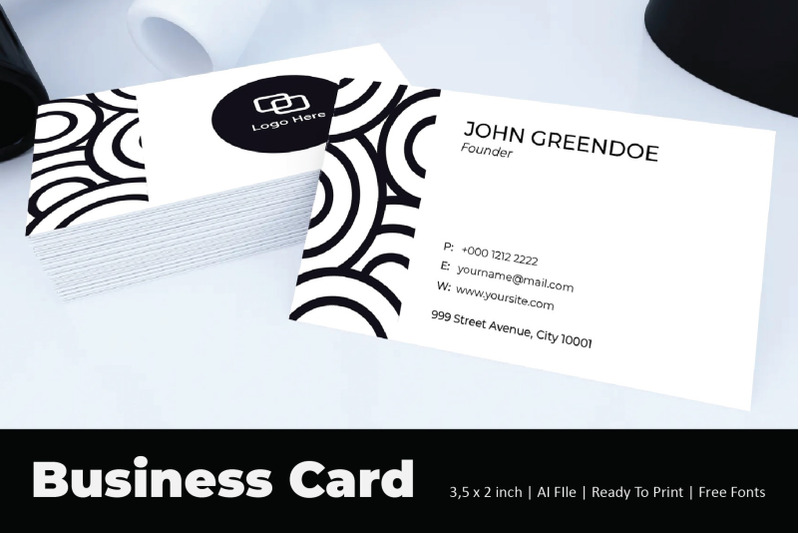 circle-black-white-business-card-template