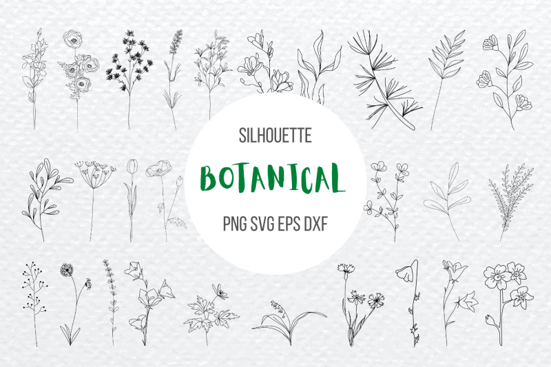 Botanical Flowers Silhouette Bundle Craft SVG.DIY SVG