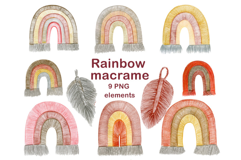boho-rainbow-macrame-clipart-modern-clip-art