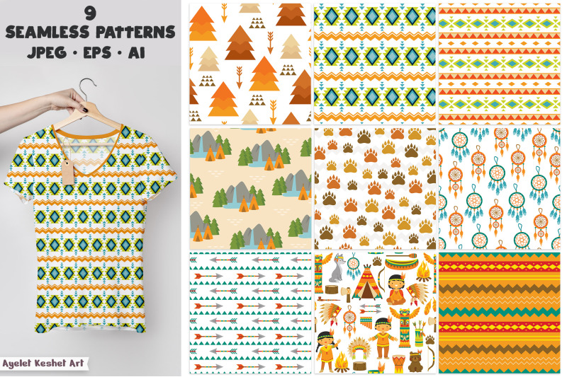 native-american-inspired-clipart-bundle-cute-indian-kids-clipart-and