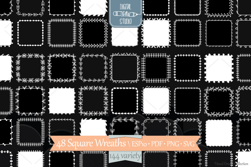 white-square-wreaths-hand-drawn-frames-floral-borders-laurel