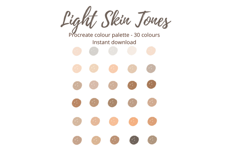 procreate-light-skin-tones-colour-palette-swatch-x-30-colours