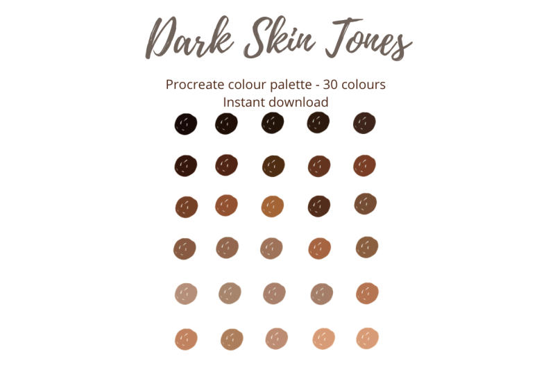 procreate-dark-skin-tones-colour-palette-swatch-x-30-colours