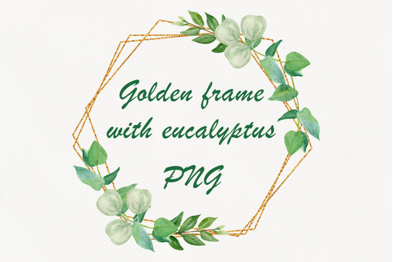 golden-frame-eucalyptus-leaves-clipart