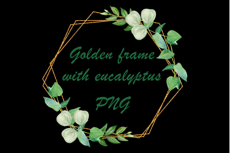golden-frame-eucalyptus-leaves-clipart