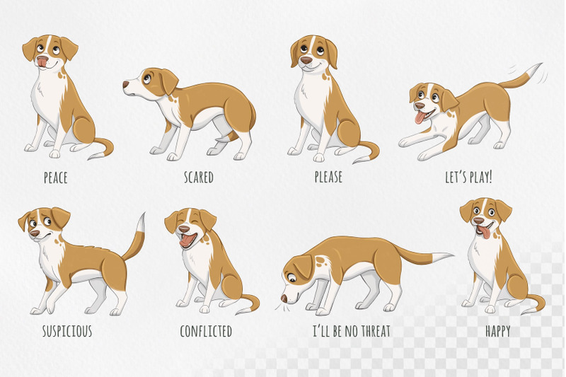 dogs-body-language-cartoon-style-illustrations-funny-dog