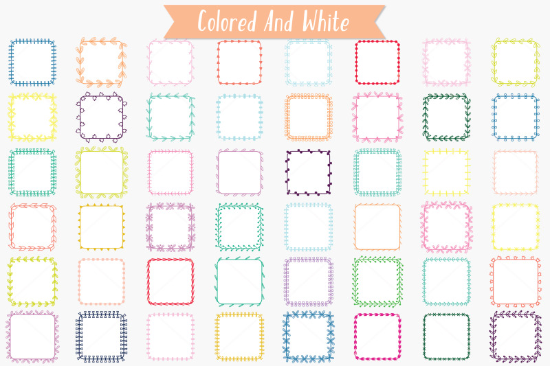 color-square-wreaths-hand-drawn-borders-floral-frames-laurel