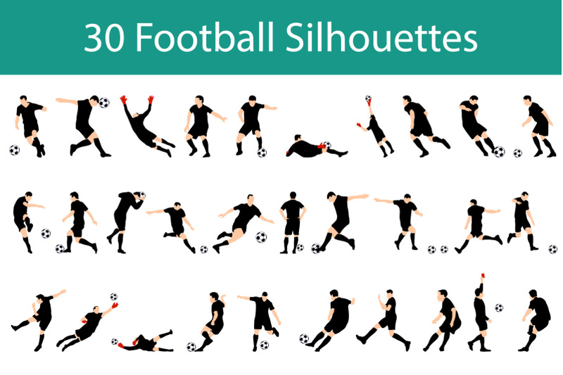 football-players-silhouette-set