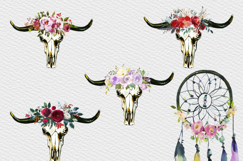 bull-skulls-clipart-bohemian-clipart