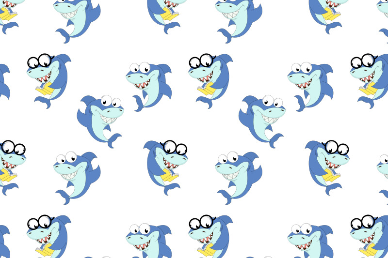 cute-shark-animal-cartoon-pattern