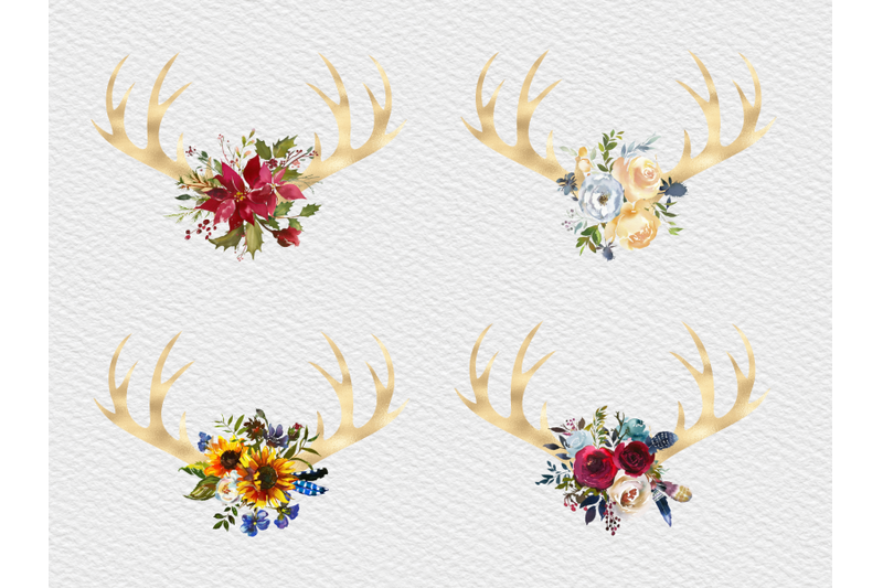 boho-deer-and-flowers-horns-antlers