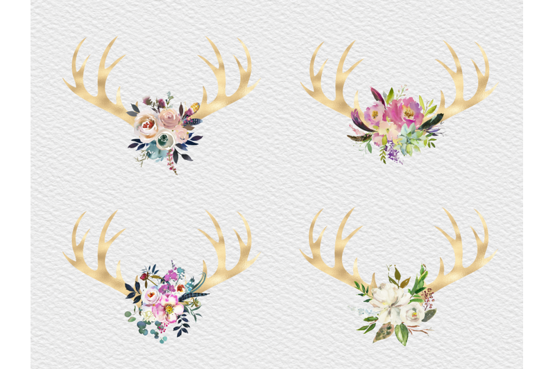 boho-deer-and-flowers-horns-antlers