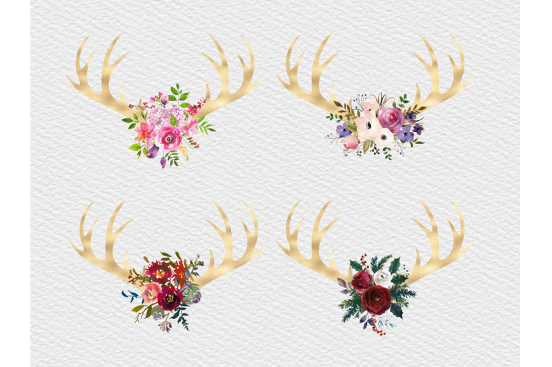 boho-deer-and-flowers-horns-antlers