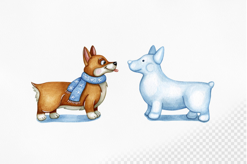 happy-corgi-watercolor-illustrations-set-funny-dog