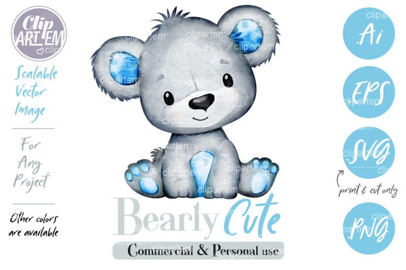 teddy-bear-boy-blue-gray-clip-art-watercolor-cute-baby-bear-image