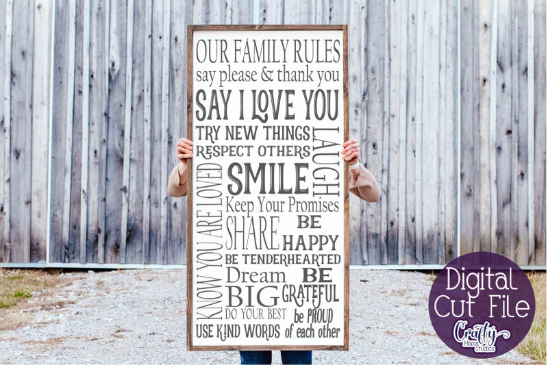 Download Home Sign Svg, Farmhouse Svg, Family, Family Rules Vertical By Crafty Mama Studios ...