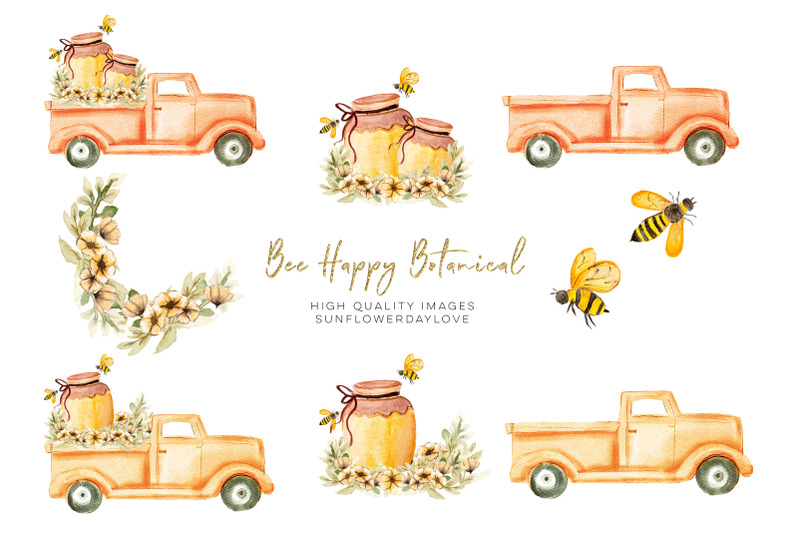 bee-happy-botanical-clipart-bees-clip-art-bee-floral-planner-sticker
