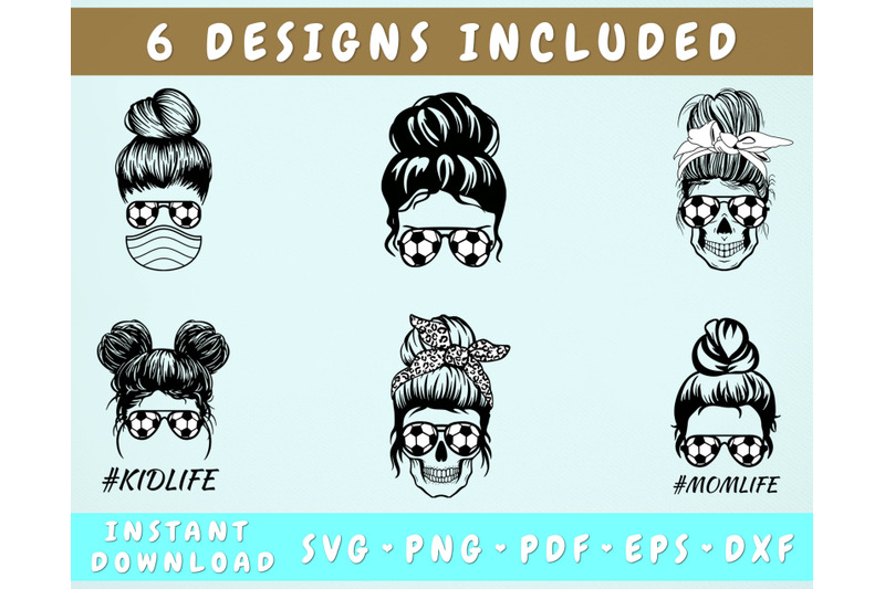 soccer-mom-svg-bundle-6-designs-messy-bun-soccer-svg