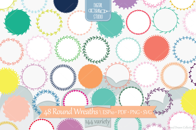 color-wreaths-hand-drawn-floral-border-laurel-frame