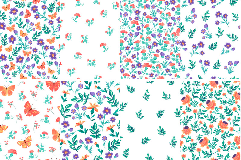 cute-vector-patterns-and-frame-with-flowers