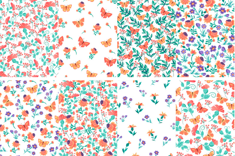 cute-vector-patterns-and-frame-with-flowers