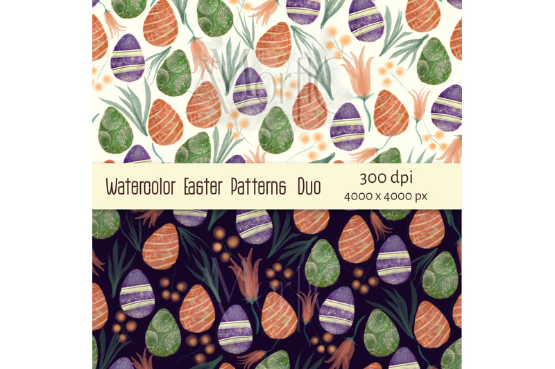 watercolor-easter-floral-patterns-duo