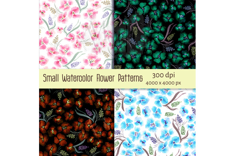 small-watercolor-flower-patterns-bundle