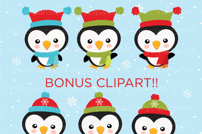 Cute Christmas Penguins Vector Clipart By Myclipartstore Thehungryjpeg Com