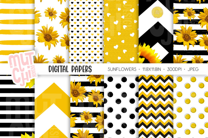 sunflower-digital-paper-set