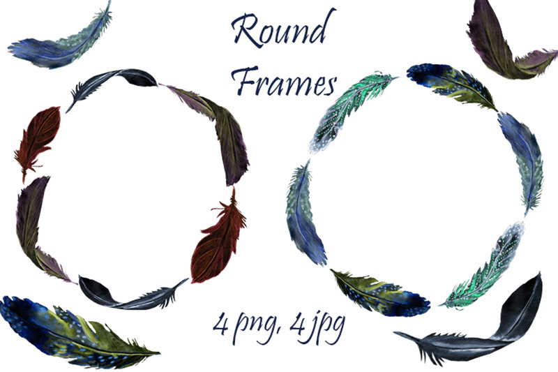 watercolor-feathers-clipart-4-patterns-4-wreaths