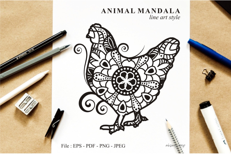 chicken-mandala-vector-line-art-bundle