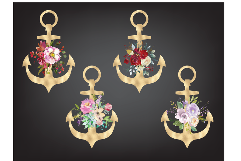 gold-anchors-with-flowers