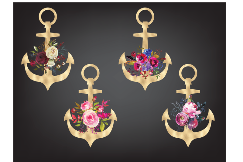 gold-anchors-with-flowers