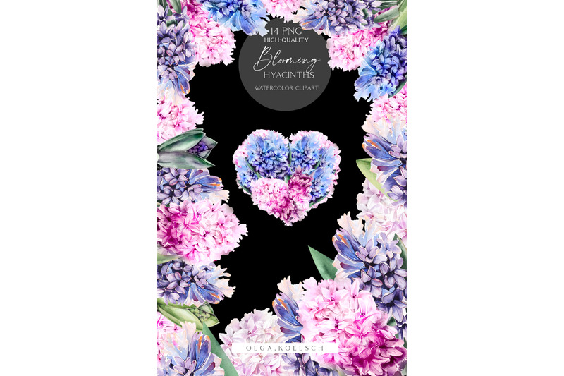 watercolor-spring-flowers-clipart-pink-and-blue-hyacinth-floral-frame