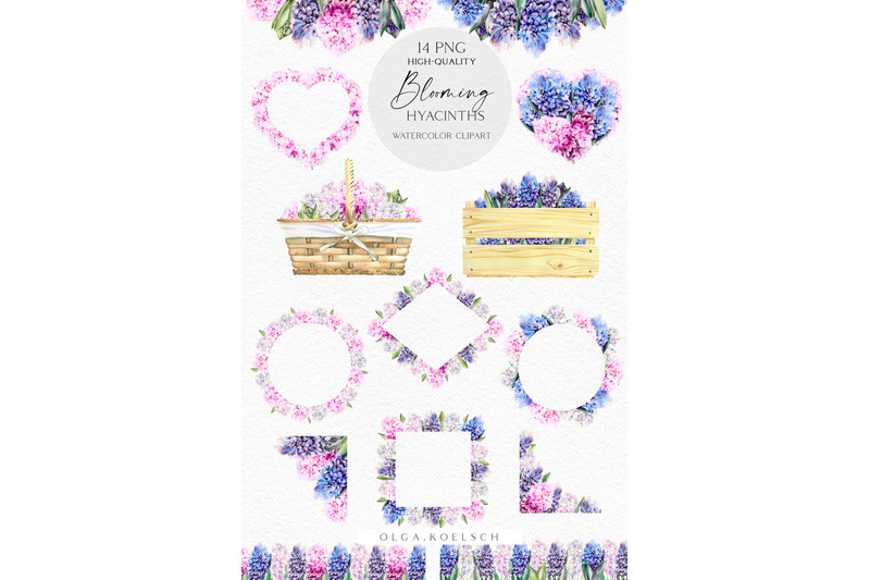 watercolor-spring-flowers-clipart-pink-and-blue-hyacinth-floral-frame