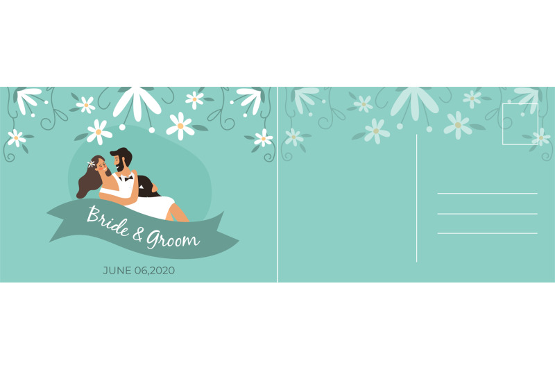 wedding-postcard-happy-couple-bride-and-groom-hugging-romantic-card