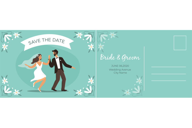 wedding-postcard-happy-couple-bride-and-groom-dancing-romantic-card