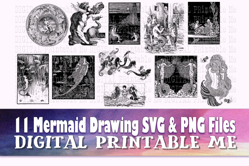 mermaid-svg-detailed-vintage-bundle-png-clip-art-11-digital-fan