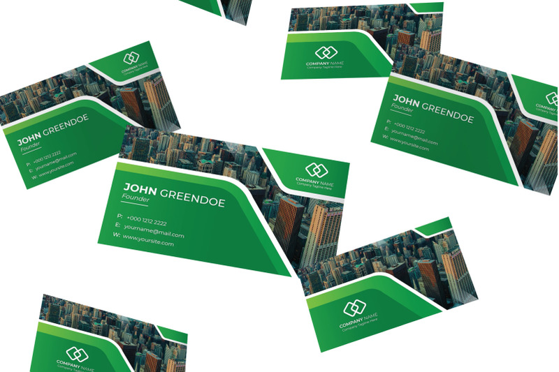 green-straight-business-card-template