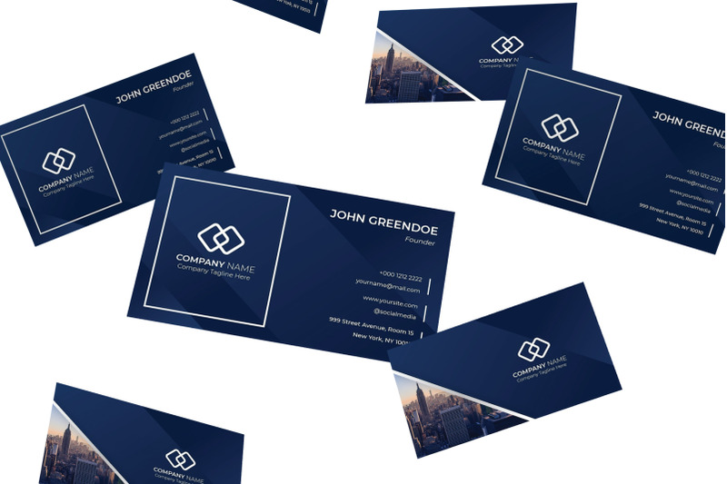 block-blue-business-card-template