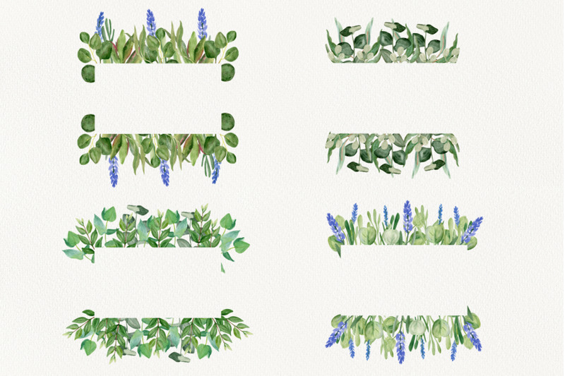 watercolor-frame-eucalyptus-leaves-lavender-plant