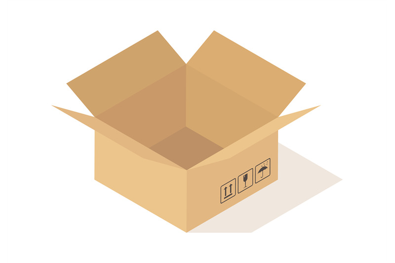 cartoon-cardboard-open-box-with-fragile-sign-opened-beige-square-empt