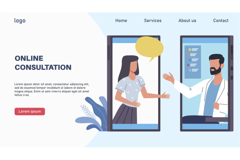 online-consultation-doctor-and-patient-landing-page-internet-consult